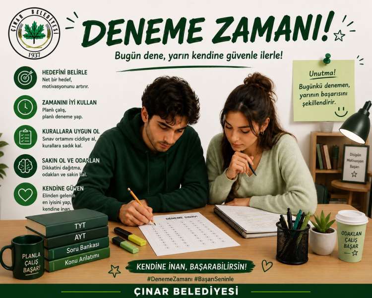 Çınar Belediyesi’nden Öğrencilere Ücretsiz YKS ve KPSS Deneme Sınavı
